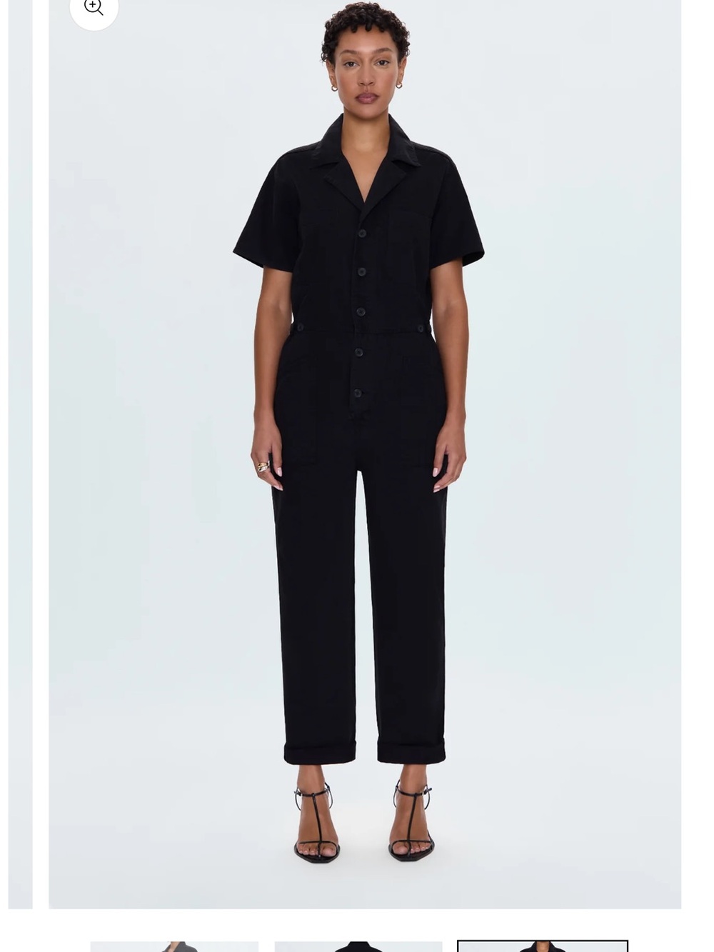 Pistola Grover Black Short-Sleeve Button-Front Jumpsuit